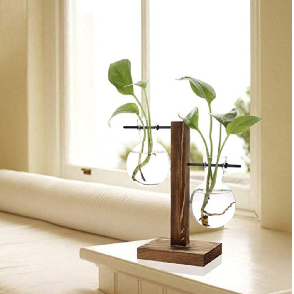 Desktop Glass Planter 2 Tier Bulb Vase - Picture 2 of 6